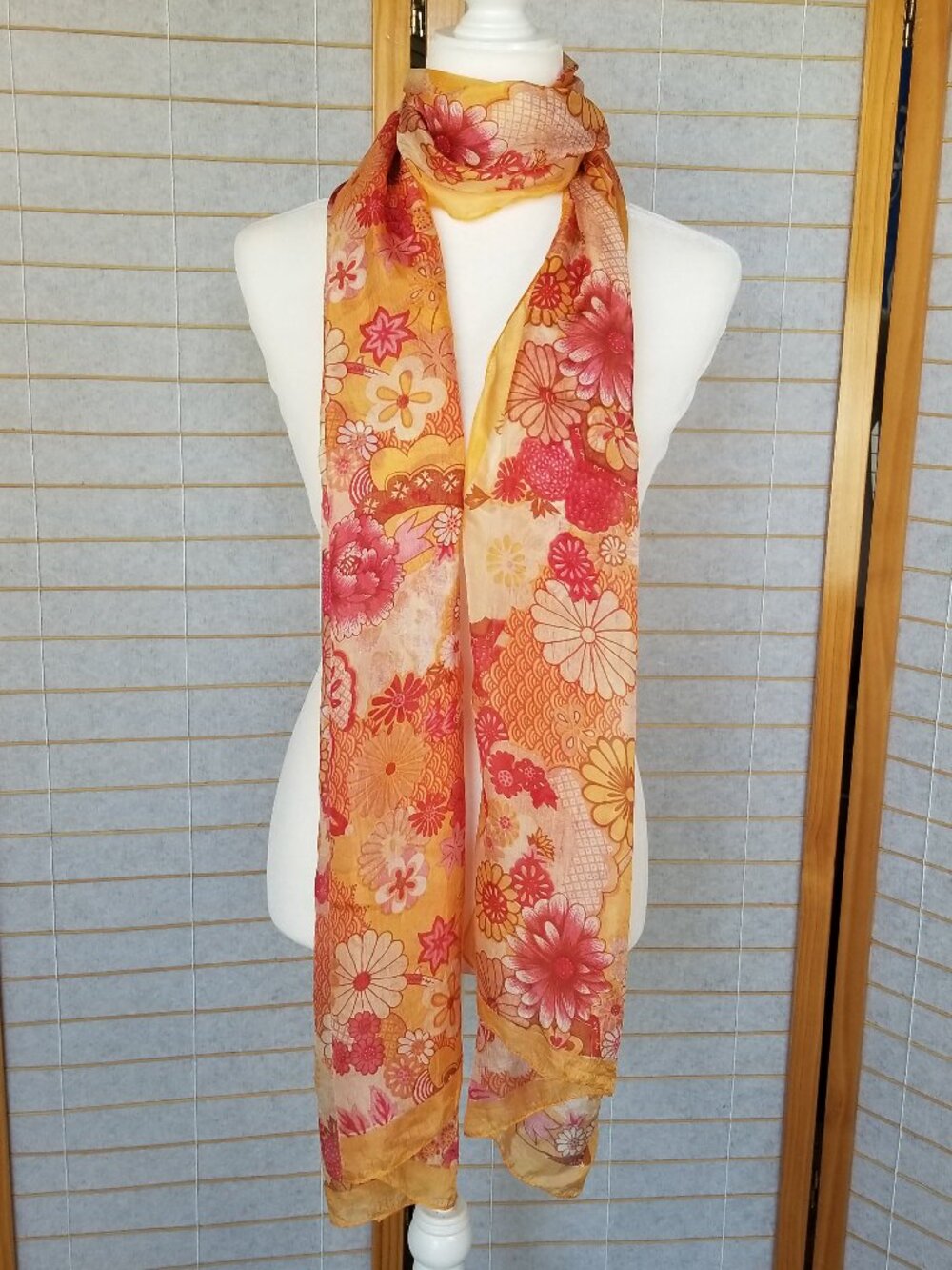 Bijoux Terner 100% Silk Scarf Wrap Oversize Rectangular Shape 80" x 20"